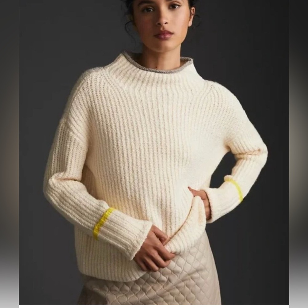 MAEVE MOCKNECK CREAM SWEATER CUFFED